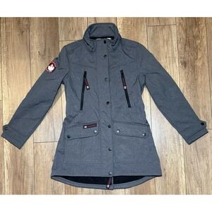 Canada Weather Gear Womens Gray Soft Shell Fleece Lined Full Zip/Snap Parka Sz M